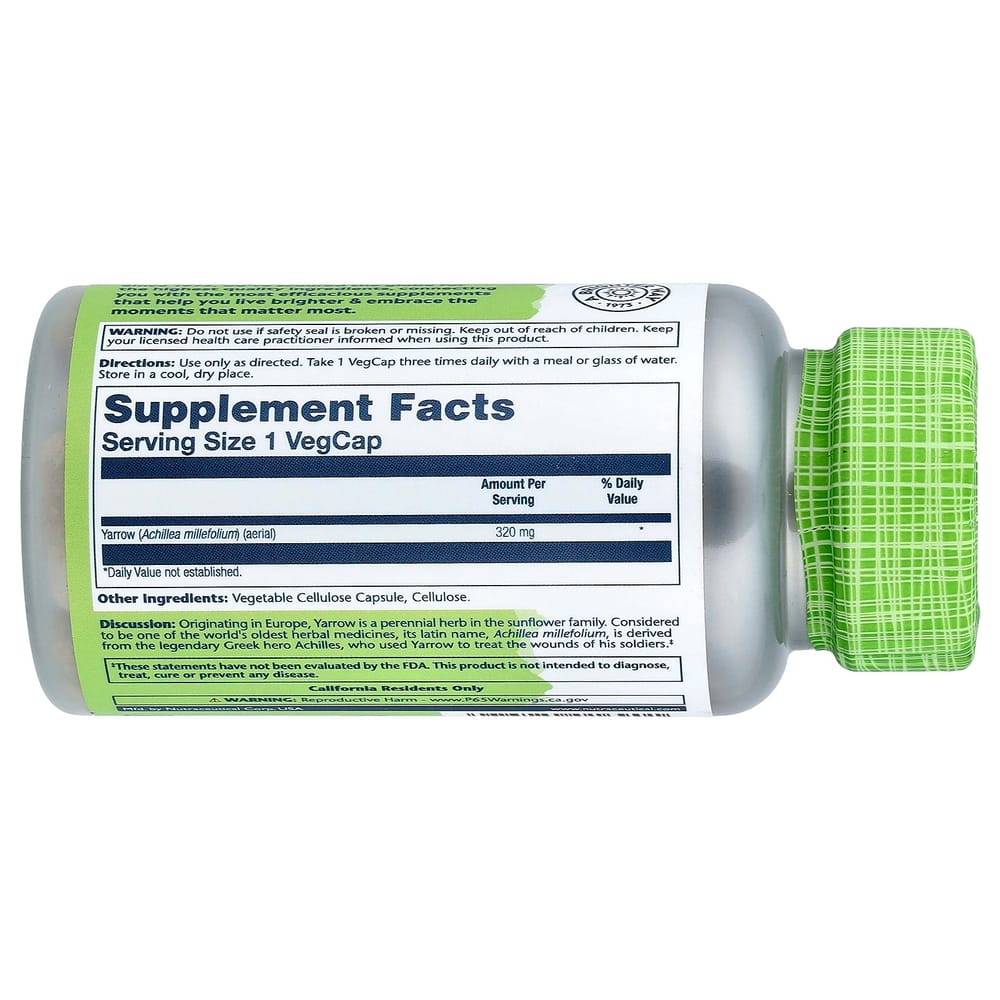 Solaray True Herbs Yarrow 320mg Veggie Capsules, 100 Count