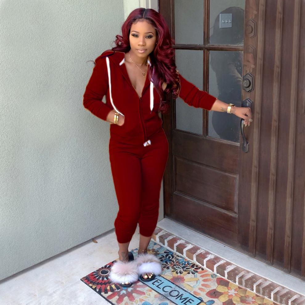 2024 Autumn Hot-Selling Women's Solid Color Hoodie Sweatshirt Sportswear Two-Piece Set