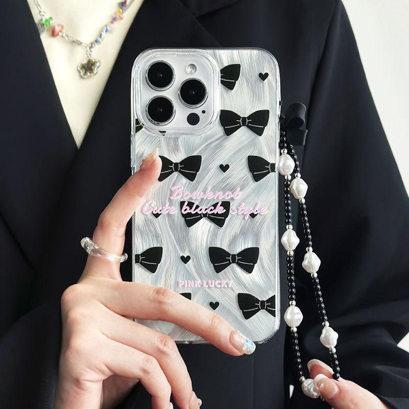 Zhitai Peříčková příze Průhledné silikonové pouzdro pro iPhone 12-16 Pro, Vhodné pro velké otvory