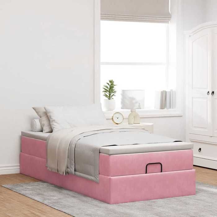 Maison Exclusive - Cadre de lit ottoman avec matelas rose 90x200 cm velours