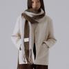 SILN Serra Wide Stripe Knit Muffler (MOSS KHAKI/ASH)