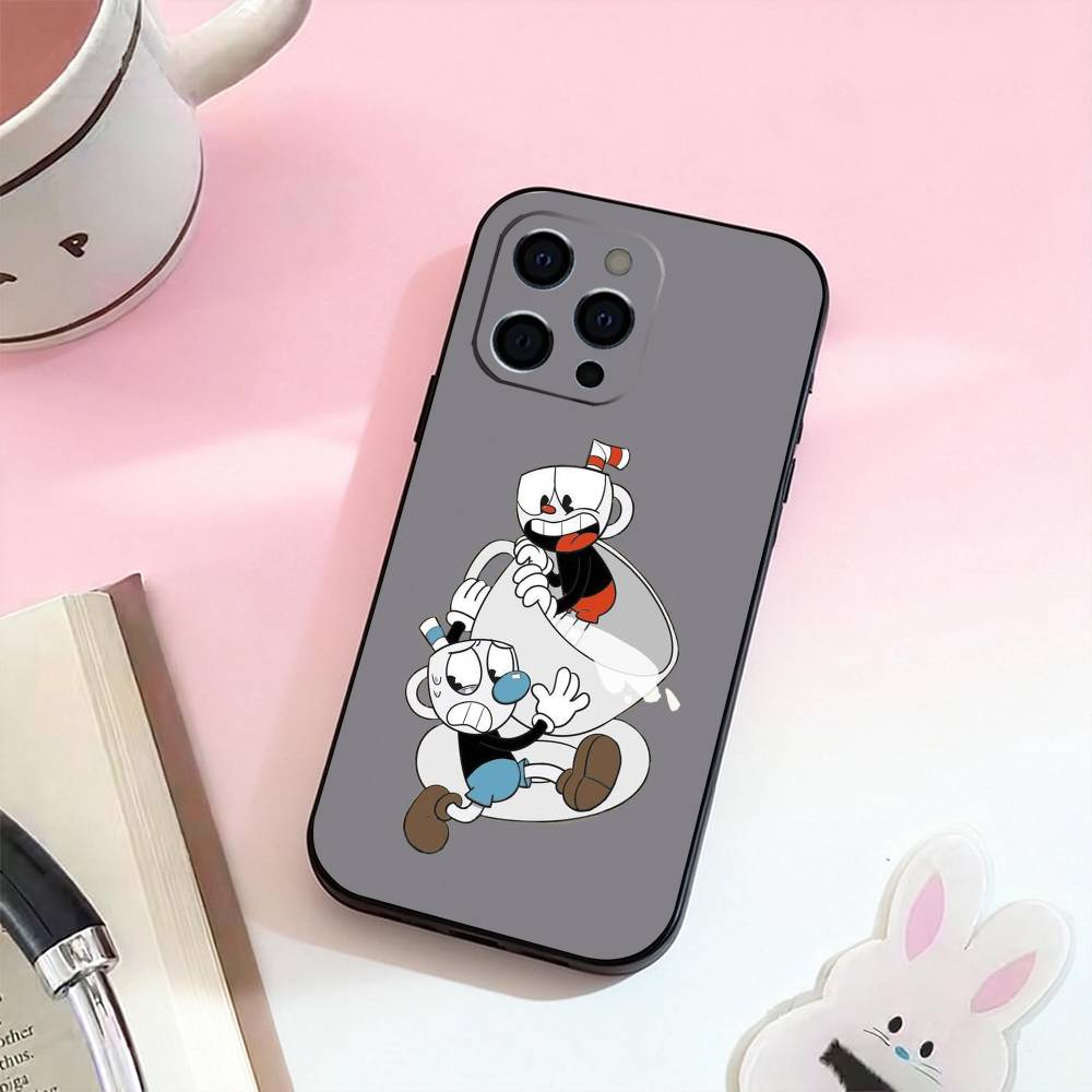 Cute CupHead And MugMan Phone Case For iPhone 17,16,15,14,13,12,11 Plus,Pro,Max,XS Silicone Soft Cover