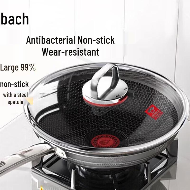 

KOBACH 6th Gen 32cm Non-stick Antibacterial Stainless Steel Wok