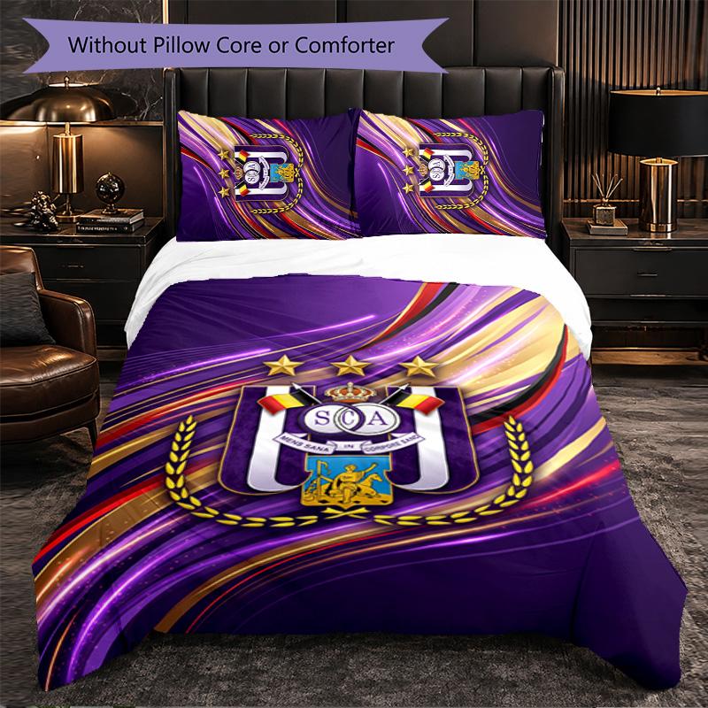 Biancheria da Letto a Tema FC Anderlecht Set 3 Pezzi Copripiumino Biancheria da Letto Decorativa Per Stanza Adolescenti Decorazione Casa