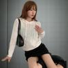 New Arrivals Open Run Women Sheer Hoodie Knit Sweater