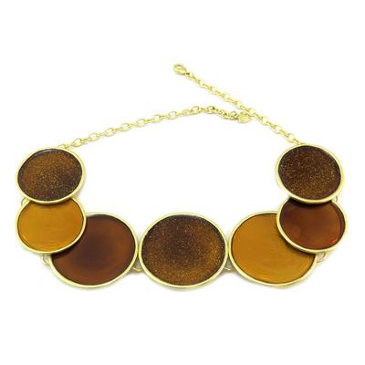 [P6441] – Goldbraune Designer-Halskette „Nora“ – 54 cm 50 mm