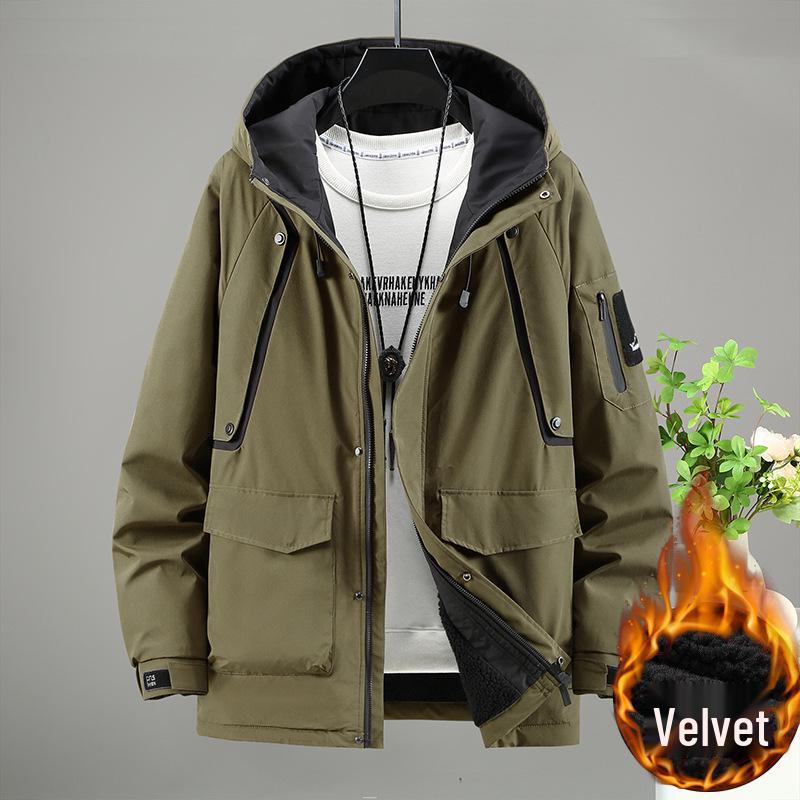 Men's Plus Size Winter Velvet Workwear Jacket, Thick & Loose Fit for Trendy, Extra Fat Sizes