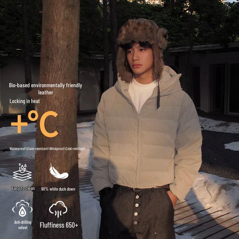 EME Yishengyiyi Lightweight 90% White Duck Down Hooded Jacket for Autumn/Winter Warmth