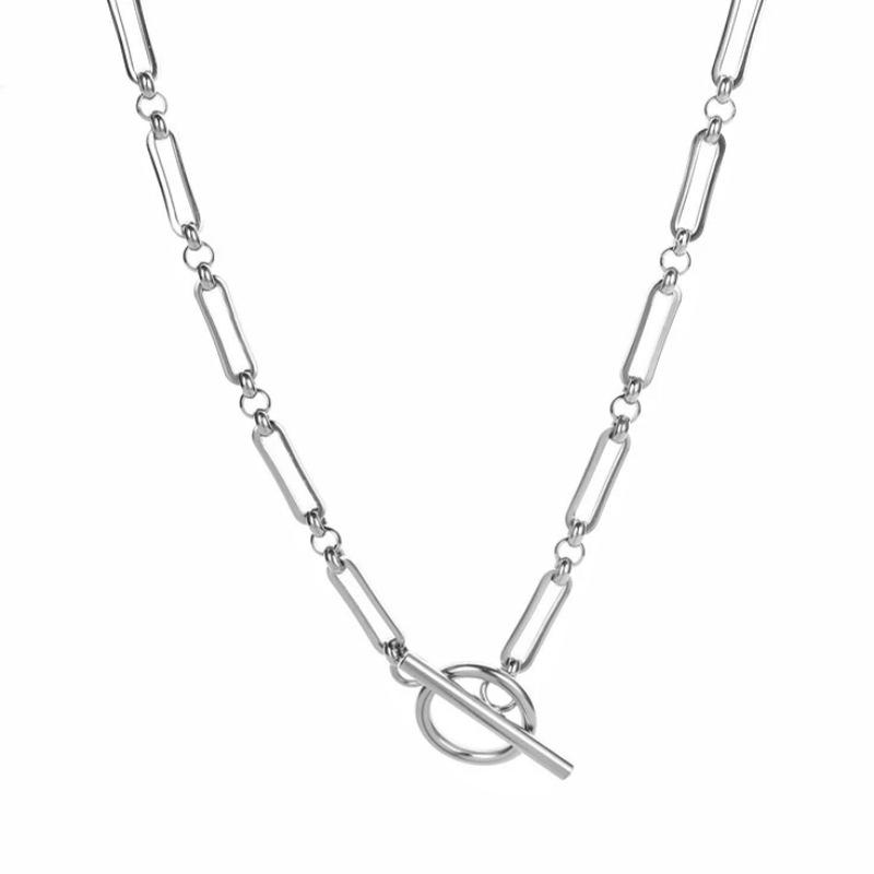 Elegant Women's T-Shaped Titanium Steel Necklace - Light Luxury Style Clavicle Jewelry