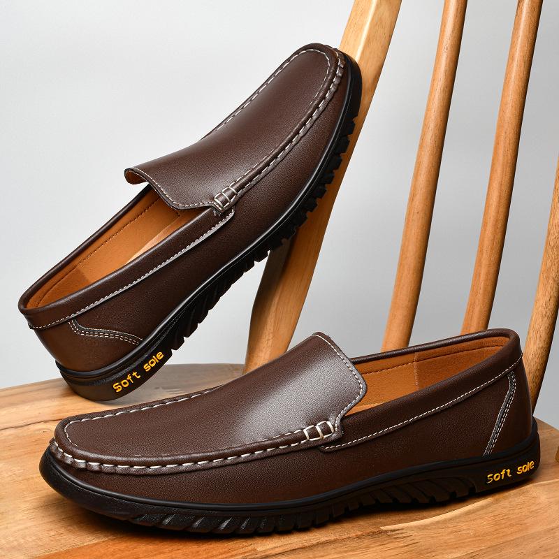 Men's Genuine Leather Loafers - Soft Sole, Breathable & Trendy Driving Shoes