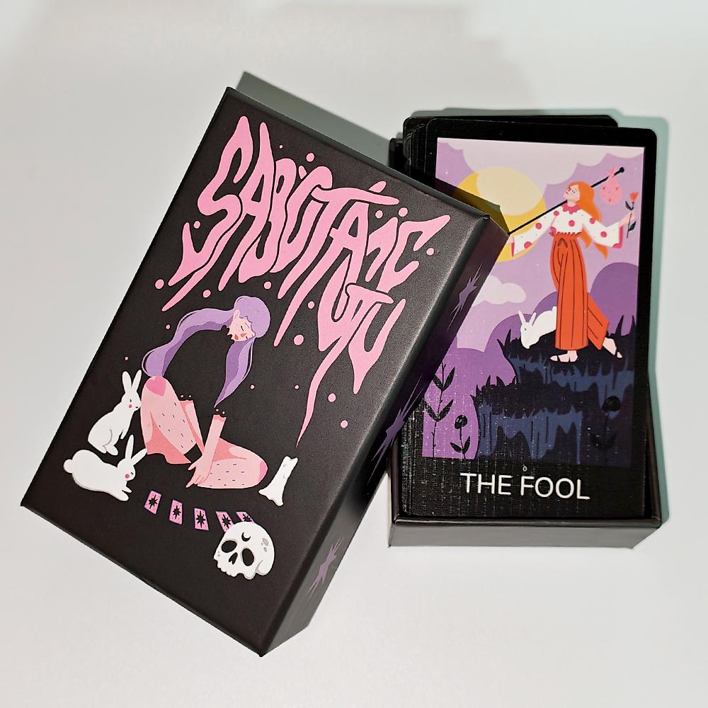 78 Pcs Cards 12*7cm Sabotage Tarot - Feminine Mystique Deck In Rigid Box, Printed On 350GSM Double-embossed Cardstock