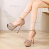 Fashion Women's Platform Peep Toe Wedding Shoes Rhinestone Sparkly High Heels for Women Party Dress Shoes Size 34-40 Tacones De Mujer