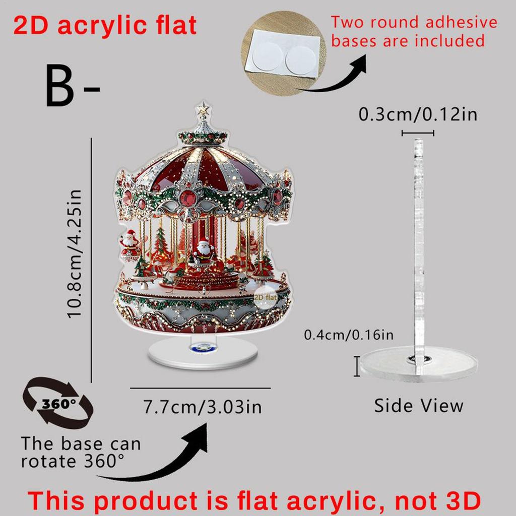 Christmas Go Round Decoration 2D Traditional Flat Collectible Christmas Decoration Merry Go Round Party Decor For Window