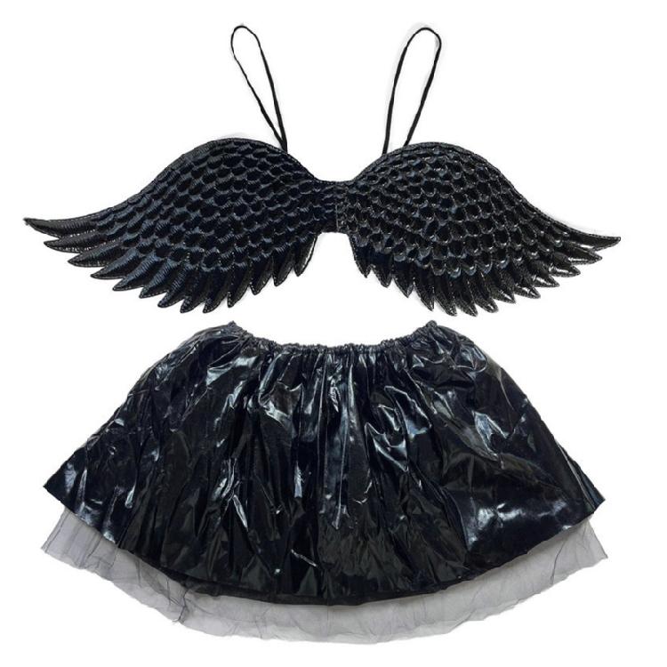Metallic Wing and Skirt Set Children Princess Costume Accessories for Kids Girls Chrismas Halloween Birthday Cosplay