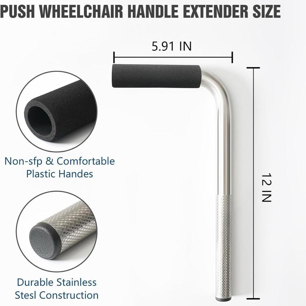 Universal Retractable Wheelchair Handle Extender, 300 Lbs Capacity