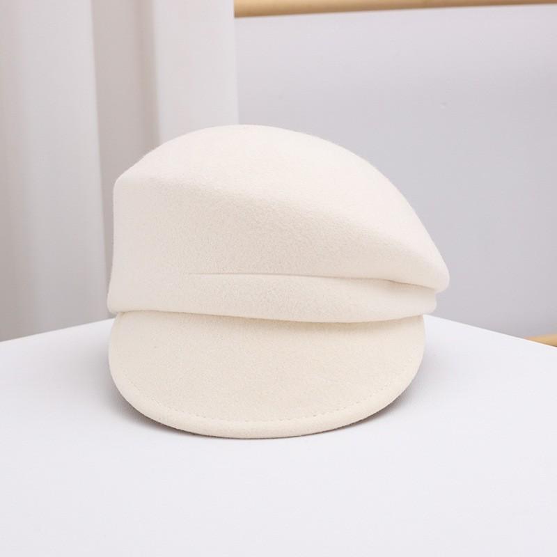 Womens Wool Felt Newsboy Cap With Folded Brim Vintage Retro Beret Style Hat Winter