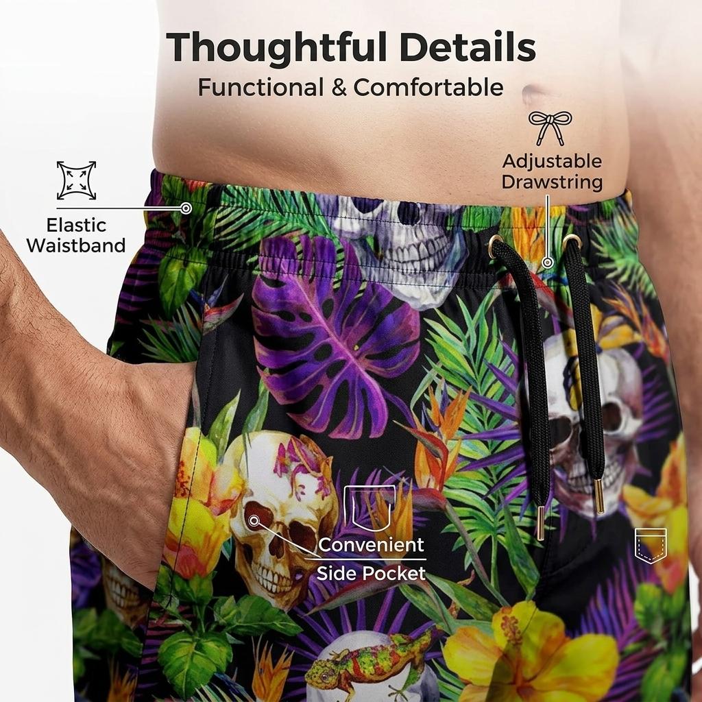 Herren Casual Locker Hemd Set Hawaiianische Küste 3D Digitaldruck Strand Kurzarm
