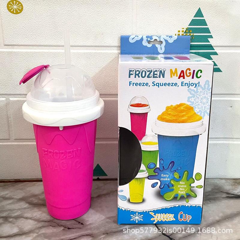 Silicone Slush Cup - Reusable Homemade Slushie Maker, Food-Grade Quick Shake Ice Maker, Summer DIY Cold Drink & Slushie Cup