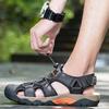 Summer Men's Outdoor  Leather Large Size Toe Sandals Summer Casual Men's Fashion Outdoor Non-Slip Beach Sandals