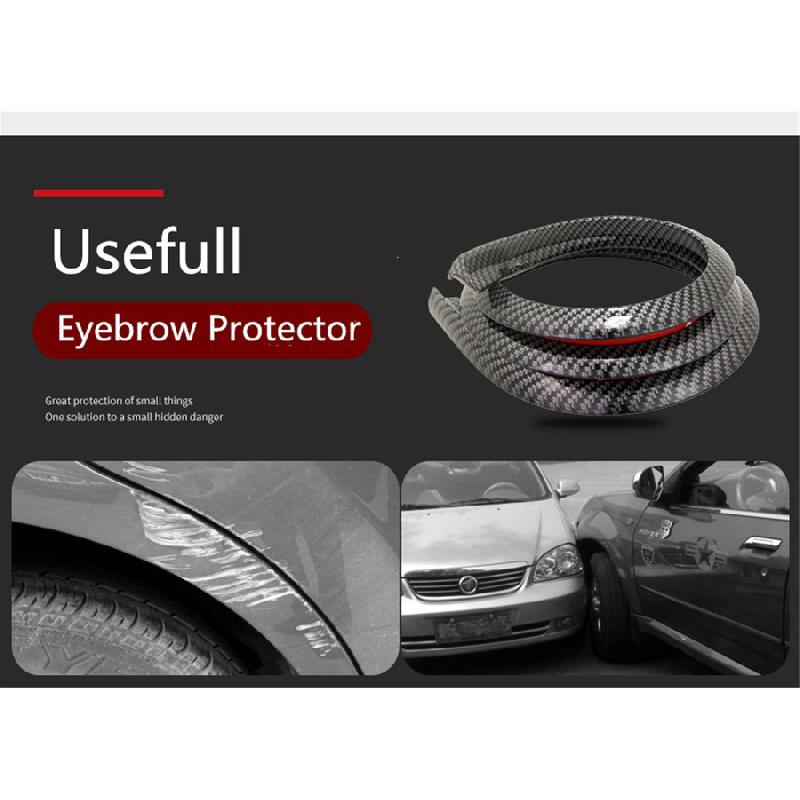 2Pcs 150Cm Universal Carbon Fiber Color Rubber Car Fender Flare Wheel Eyebrow Protector Wheel Arch Trim Strip