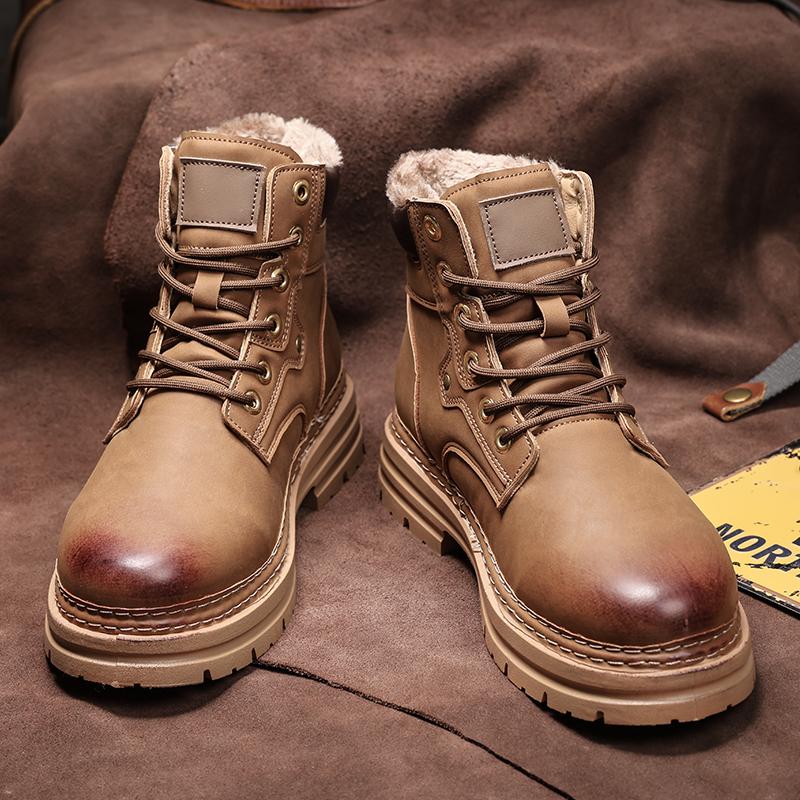 Winter new men's cotton boots Martin boots velvet thermal casual men's shoes in the picture