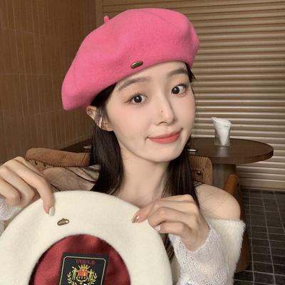 Wool Beret Women's Spring and Autumn Retro All Match Solid Color Autumn and Winter Woolen Painter's Hat Makes Your Face Smaller