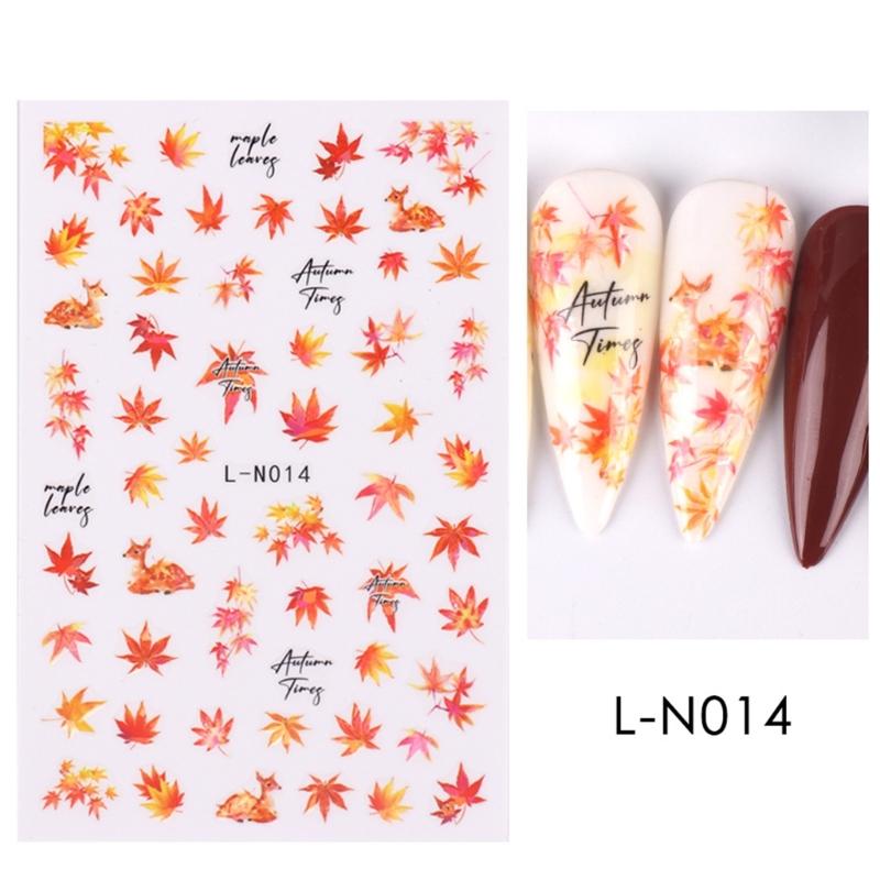 Thanksgiving Nail Decorations 6 Sheets with Maple Leaves and Pumpkins Self Adhesive Nail Art Stickers for Women