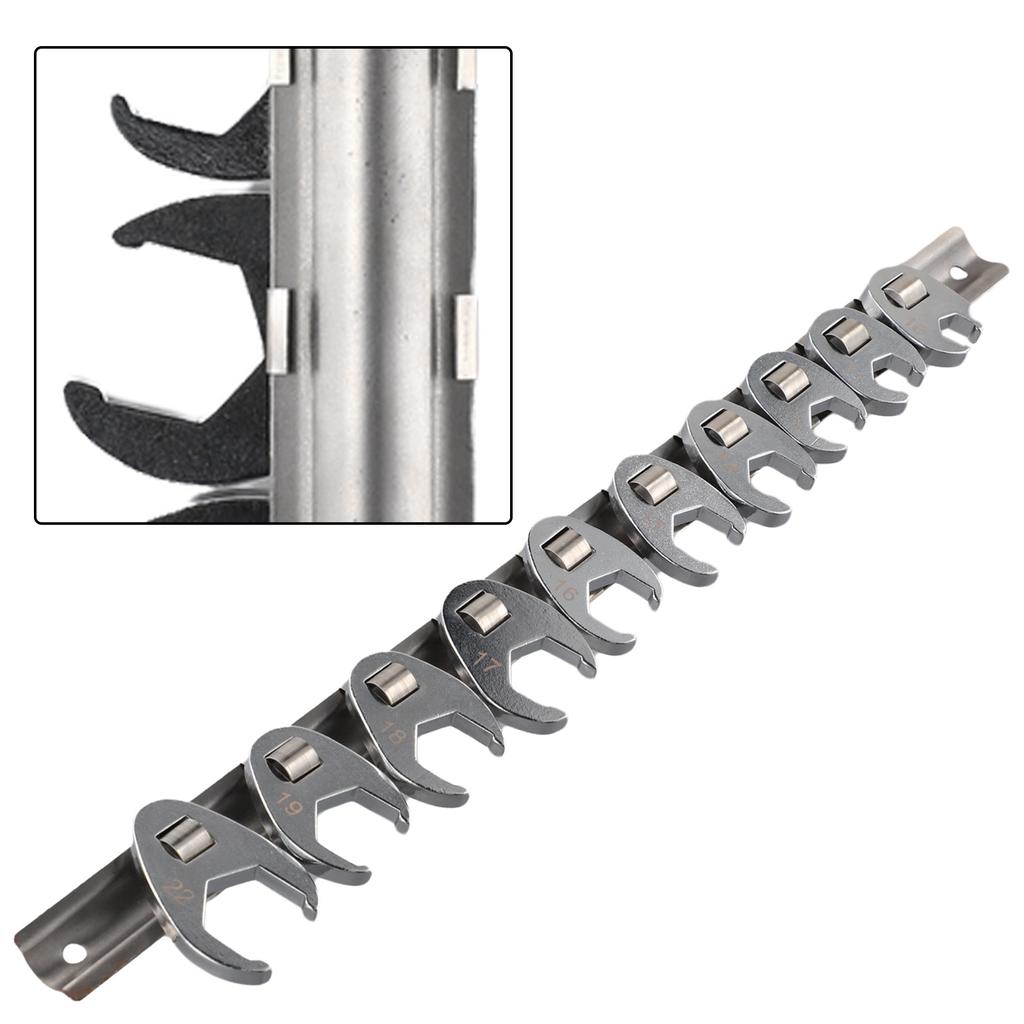 10Pcs 3/8Inch Drive Crowfoot Wrench 10 To 22mm Metric Foot Open End Spanner for Torque Wrench Keys Set