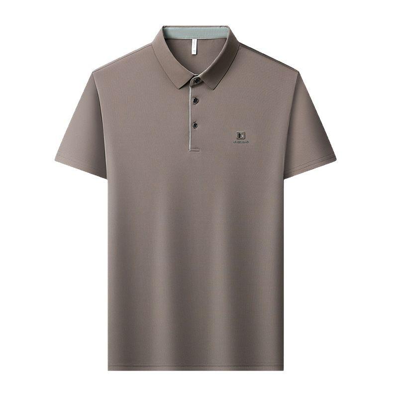 Polo Shirt Men'S High-End Solid Color Pressure Label Men'S Lapel Short-Sleeved T-Shirt