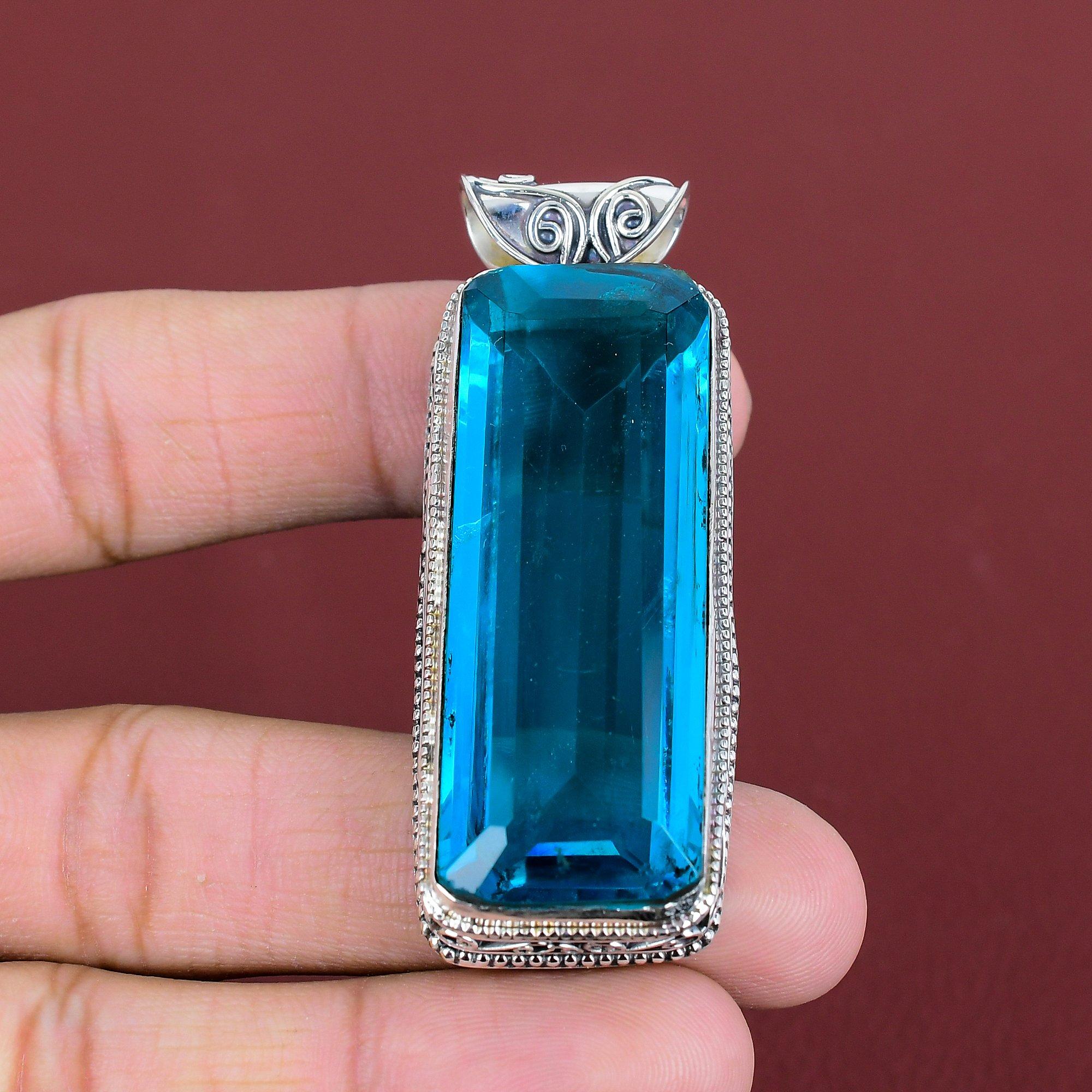

Faceted indicolite pendant 925 sterling silver pendant antique jewelry real gemstone pendant handmade pendant vintage pendant gifts for her