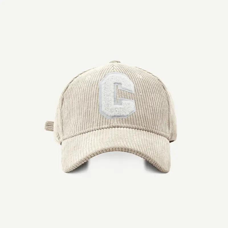 

Вельветовая бейсболка Модная женская кепка-snapback с буквой C Регулируемая повседневная кепка в стиле хип-хоп Для мужчин На открытом воздухе для рыбалки бега Adult(54-58cm) бежевый