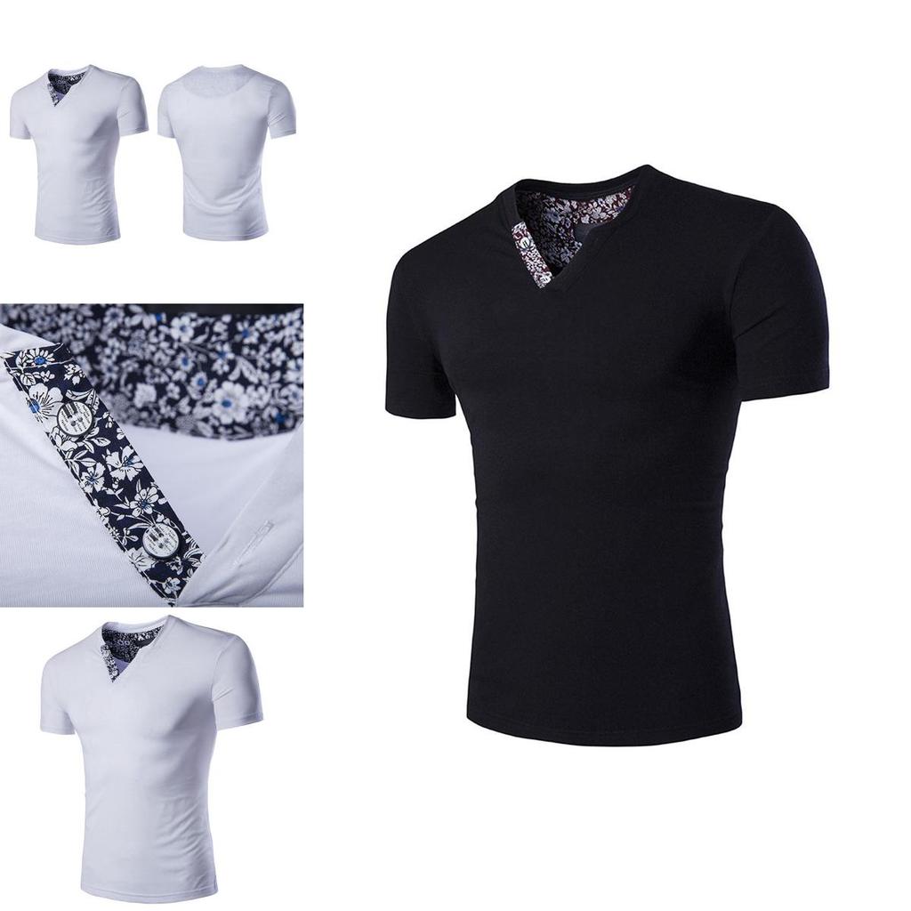 Premium Quality Men's T-shirt Slim Fit Floral V-neck Casual Tee For Everyday Wear
