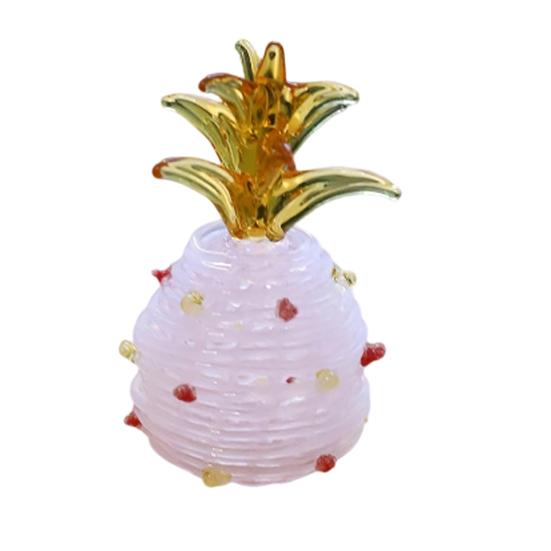 Hand Blown Glass Pineapple Figurine Collectible Mini Fruit Ornaments Faux Crystal D