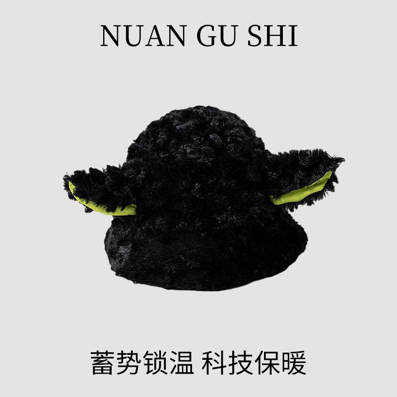 

Женская мода осень и зима теплая универсальная кепка-ведро женская милая японская шапка-персонализированная ягненок чёрный