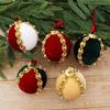 Christmas Tree Ball Hanging Ornament Velvety Bauble Decoration with Beaded Trim for Holiday Tree Wreath Styling