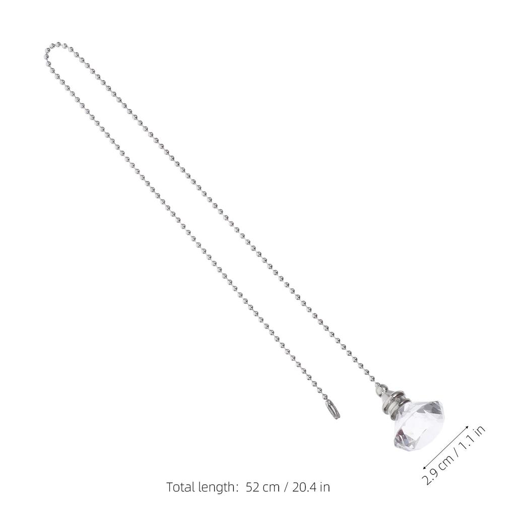2Pcs Crystal Fan Chain Pull Extenders Decorative Hanging Pull Cord Replacement for Ceiling Fans Light Fixtures Pendant Charm