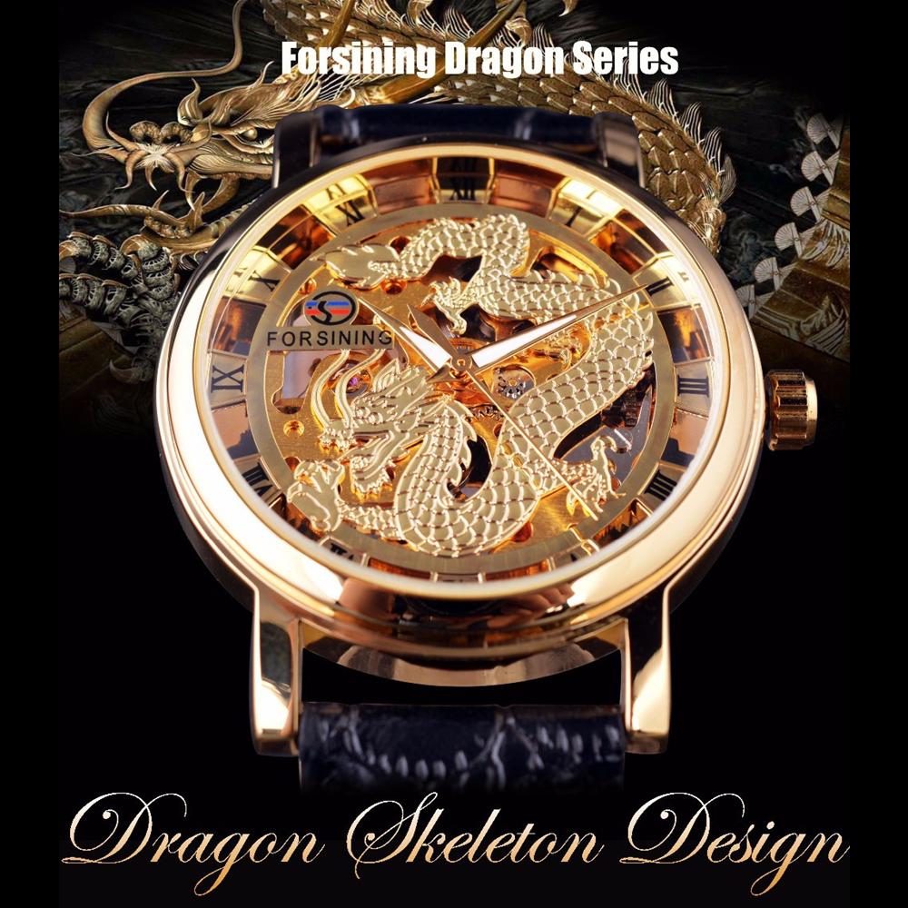 Forsining New Top Men's Watch Casual Skeleton Mechanical Watch Fashion Trend Dragon Men's Watch
