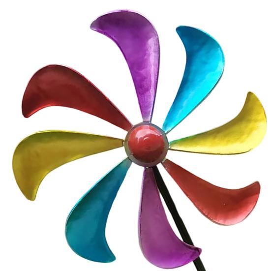 Wind Spinners Outdoor with Silent Bearing Metal Windmill Decoration with Stake 360° Rotating Colorful Blades for Yard Garden Artistic Decor Gift