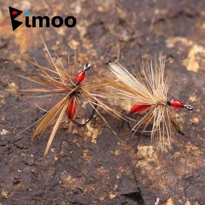 Bimoo 6 Stück #12 Blutameisenfliege, schwarze Hackle-Ameisen-Trockenfliege, ohne Widerhaken, schwarzer Nickelhaken, Kunstköder für Forellen-Panfish-Angeln
