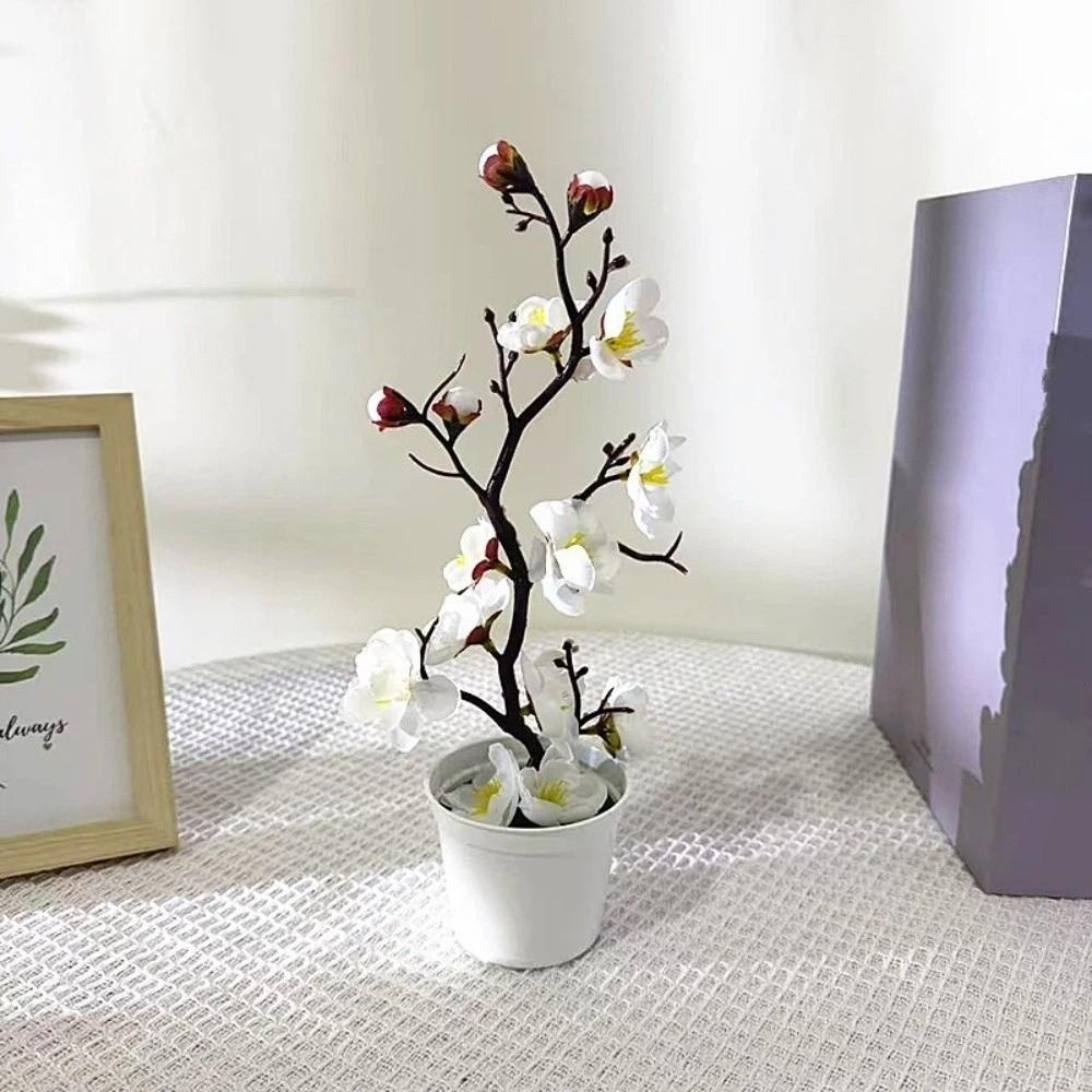 Wedding Sweet Artificial Plum Flowers Bright Color Home Decoration Potted Plum Flower Bonsai Simulation Blossom Wedding