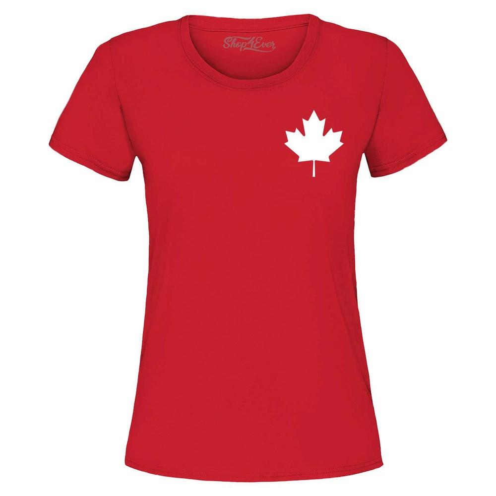 Canada White Maple Leaf Pocket Size Women's T-Shirt Candian Shirt