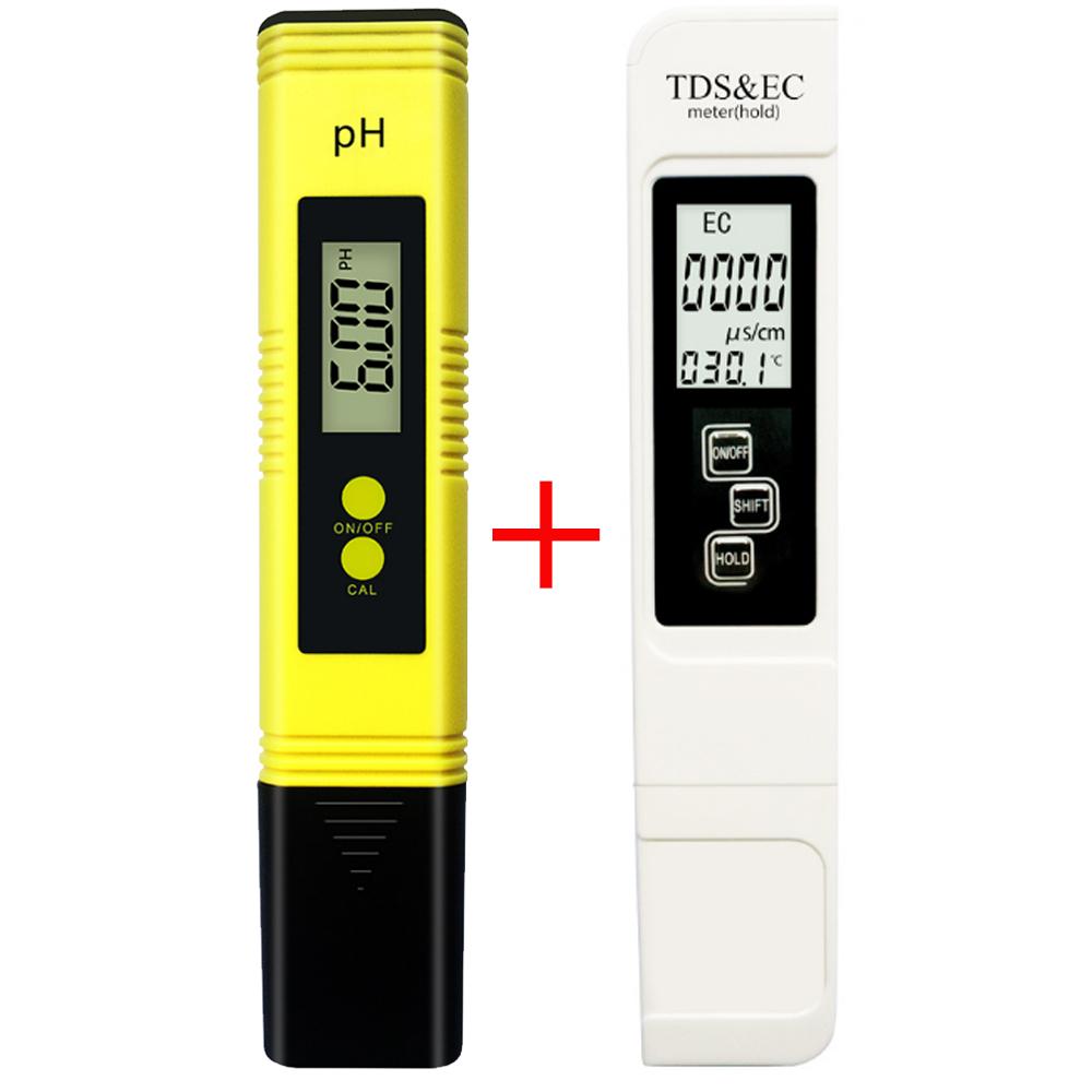PH Meter & TDS Meter Digital Water Quality Tester 0-14 PH Meter Tester 0-9990PPM TDS&EC LCD Water Purity PPM Aquarium Filter