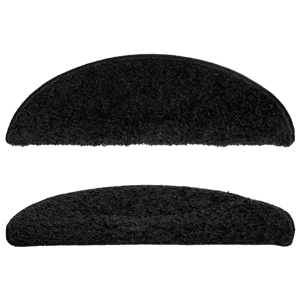 Stair Treads 10 pcs 56 x 17 x 3 cm Black Semi Round