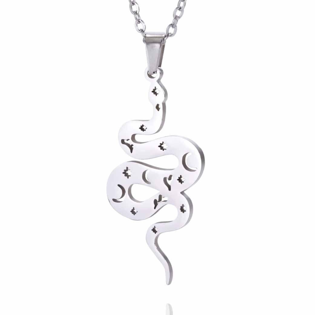 Stainless Steel Snake Animal Necklace with Tail Snake Gothic Rock Men s Pendant Necklace Aesthetic Jewelry Birthday Gift