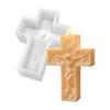 Rose Flower Mold Reusable Cross Candle Mold Silicone Mold Multifunctional For Plaster Crafts Religious Gifts Christmas
