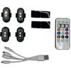 4PCS Wireless LED Strobe Lights with Remote Control, 8 Colors USB Charing Waterproof Anti-Collision Led Emergency Warning Lights for Car Motorcycle