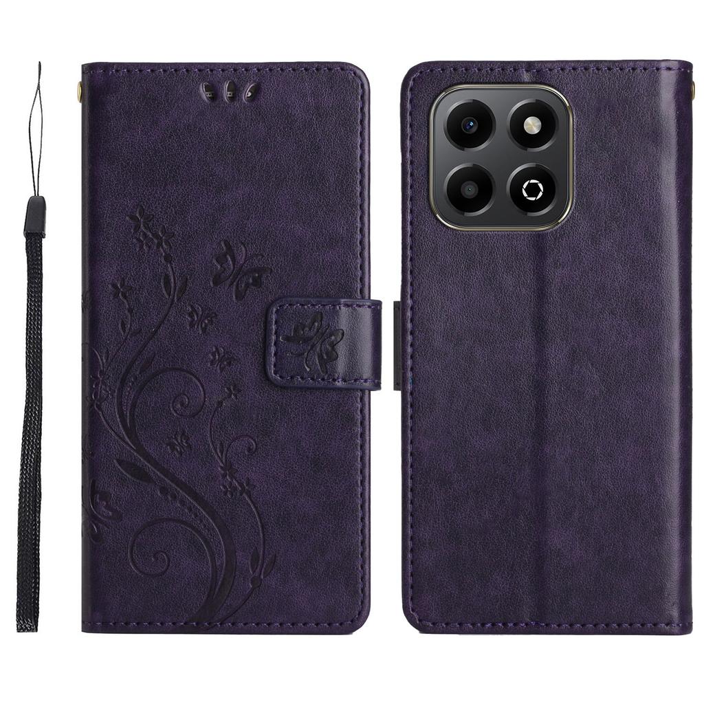 For Honor X7c 4G/200 Smart 5G Case Pattern Imprint PU Leather Phone Wallet Cover with Strap