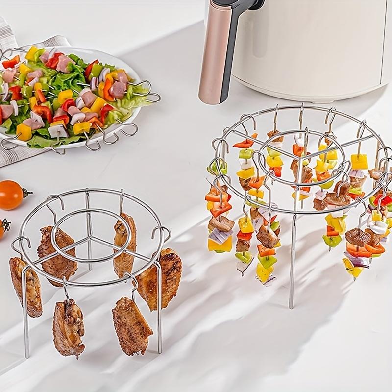 Stainless Steel Air Fryer Skewer Rack, DIY BBQ, with 24pcs, for Meat and Vegetables, Compatible with 3.5qt-5.5qt Air Fryer, Oven and Pressure Cooker