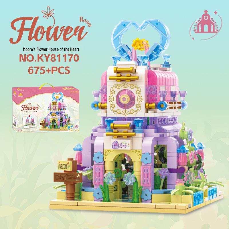 KaiZhi Romantic Flower House Building Blocks - Children s Toy, Assembly Set, Perfect Gift for Girls 48*32*7 cm Color Box
