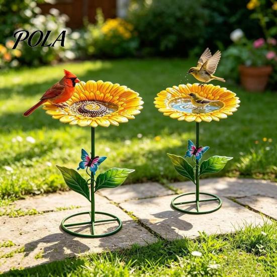 Metal Sunflower Bee Feeder, Lotus Leaf Butterfly Cup, Outdoor Bee Watering Station, Pollinators Bath Bowl for Garden Yard Lawn Decor